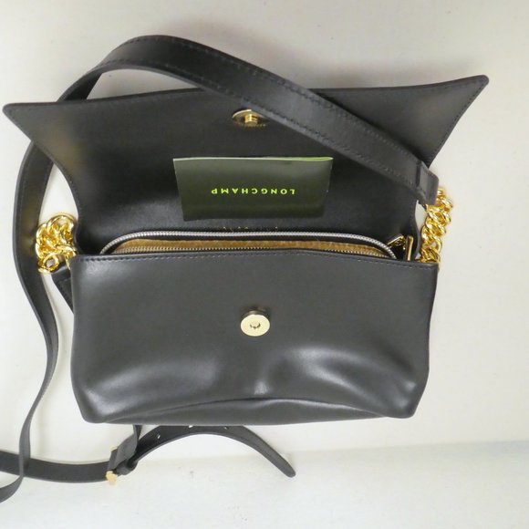 Longchamp Honore Rosato black leather crossbody bag htf NWT - Picture 3 of 8